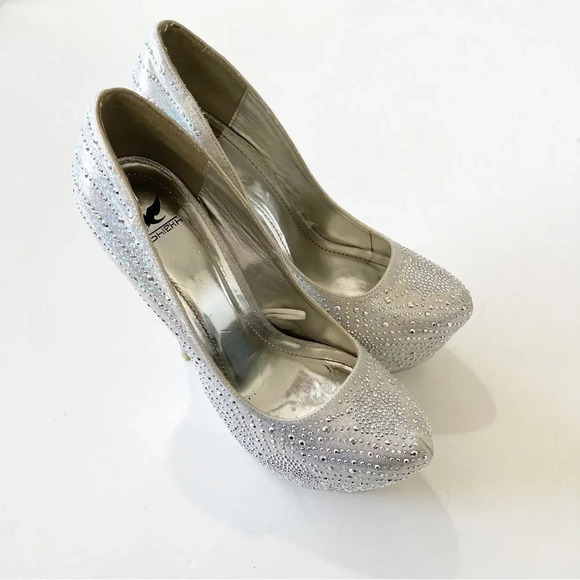 Sheikh Silver Metallic Studded Platform Pleasers‎ Size 9 6” Heel Boudoir Pole - Picture 14 of 14